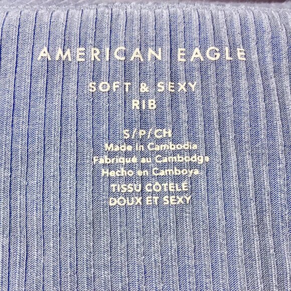 AMERICAN EAGLE SOFT & SEXY RIBBED SCOOP NECK SHORT SLEEVE TANK (TOP ONLY) - Picture 13 of 15